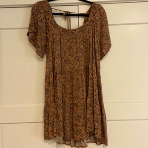 Rust colored floral baby doll dress